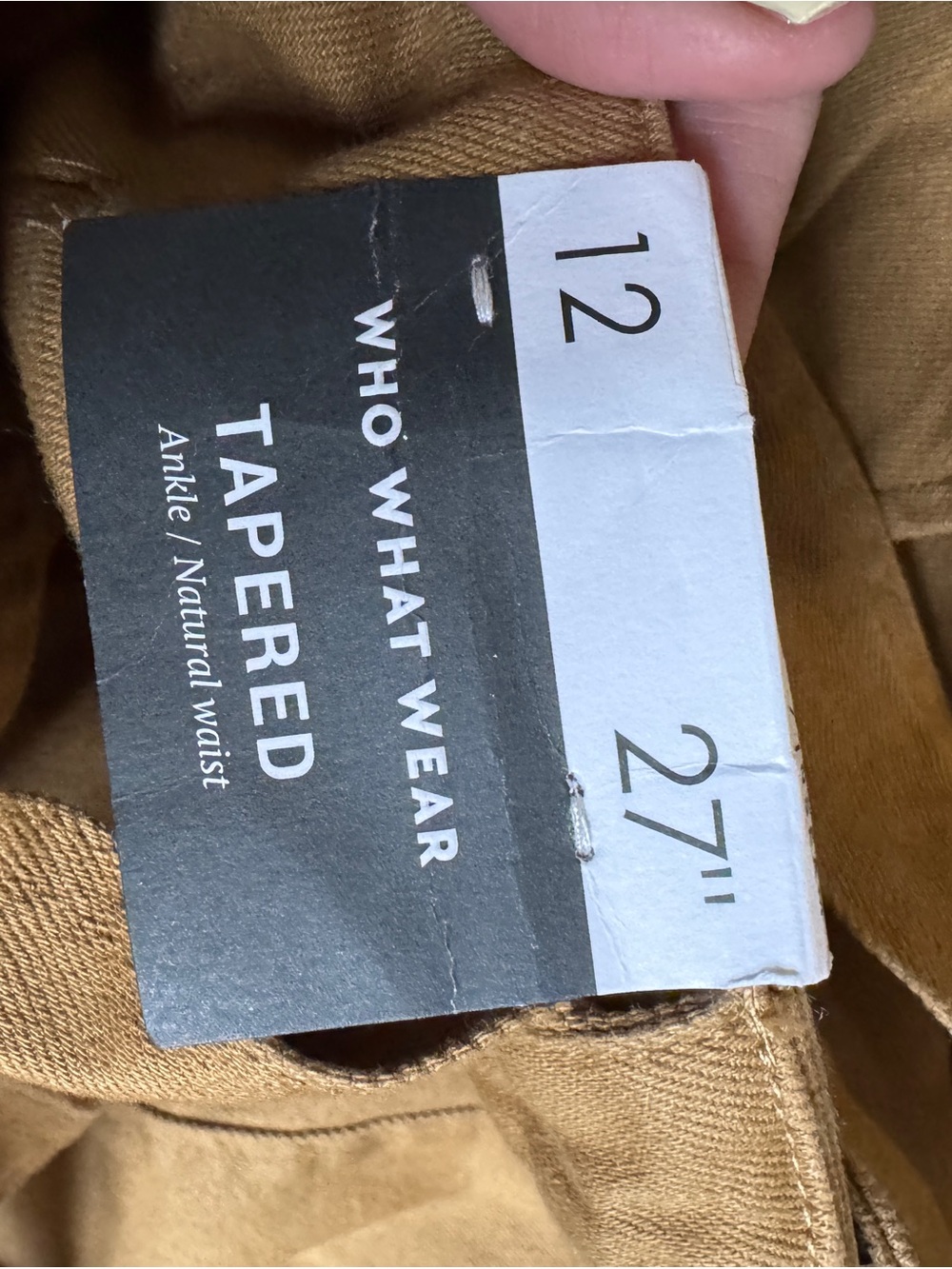 122. Who What Wear Khaki Paperbag Tie-Waist Ankle Pants - Picture 8 of 9